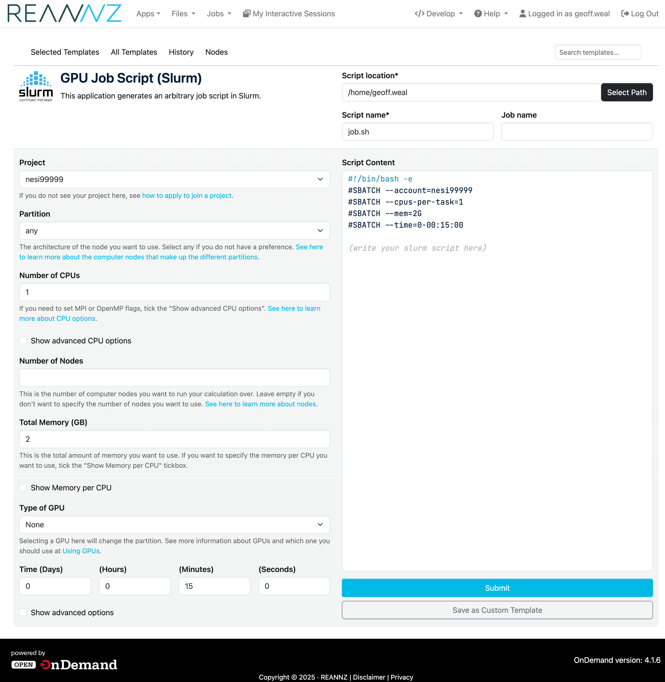 GPU job form