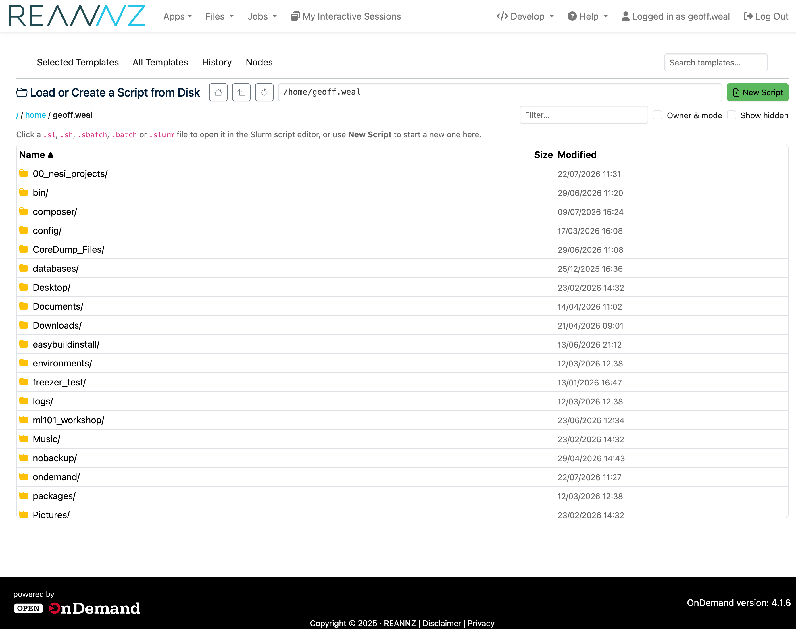 The Load or Create a Script browser