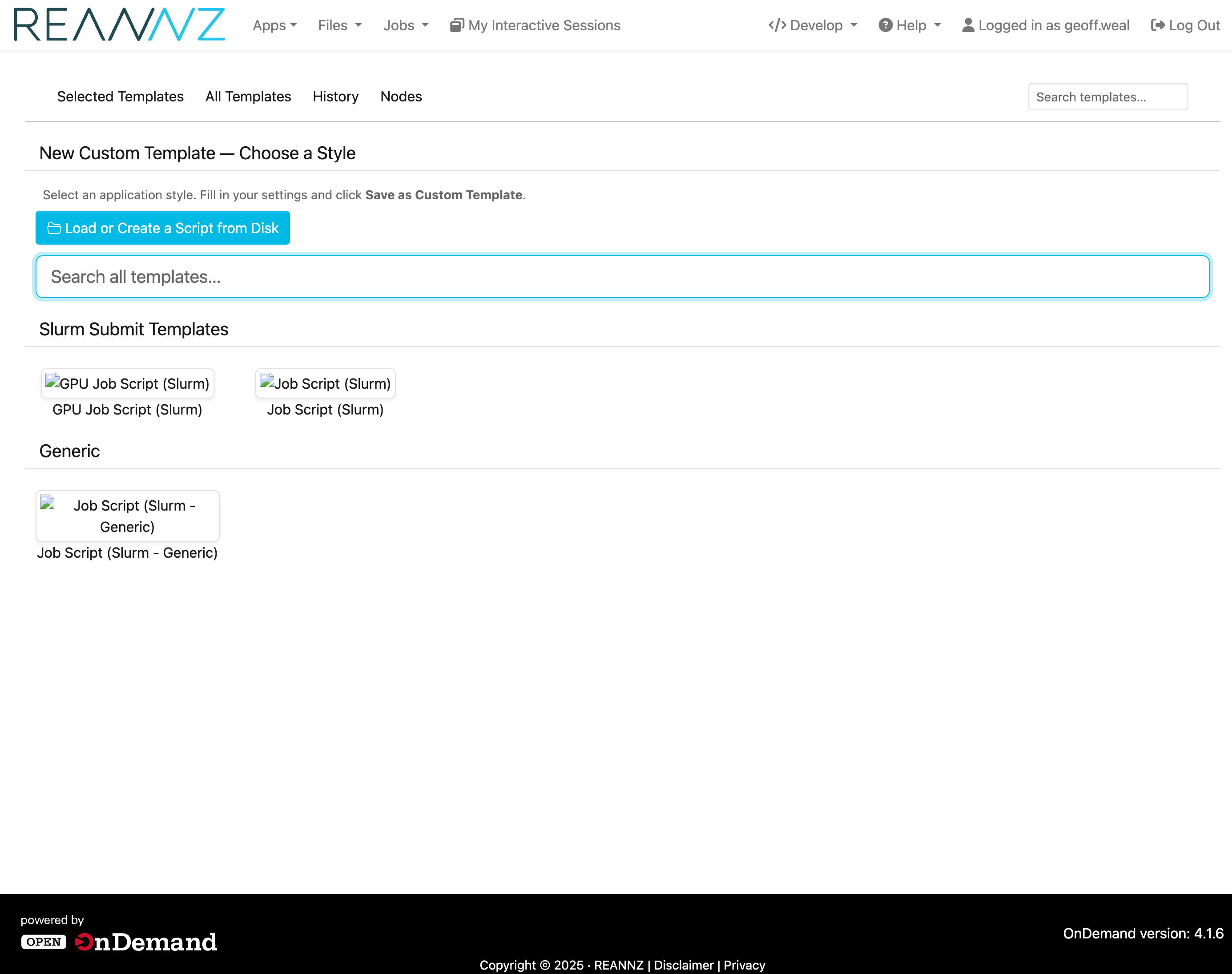New Custom Template page