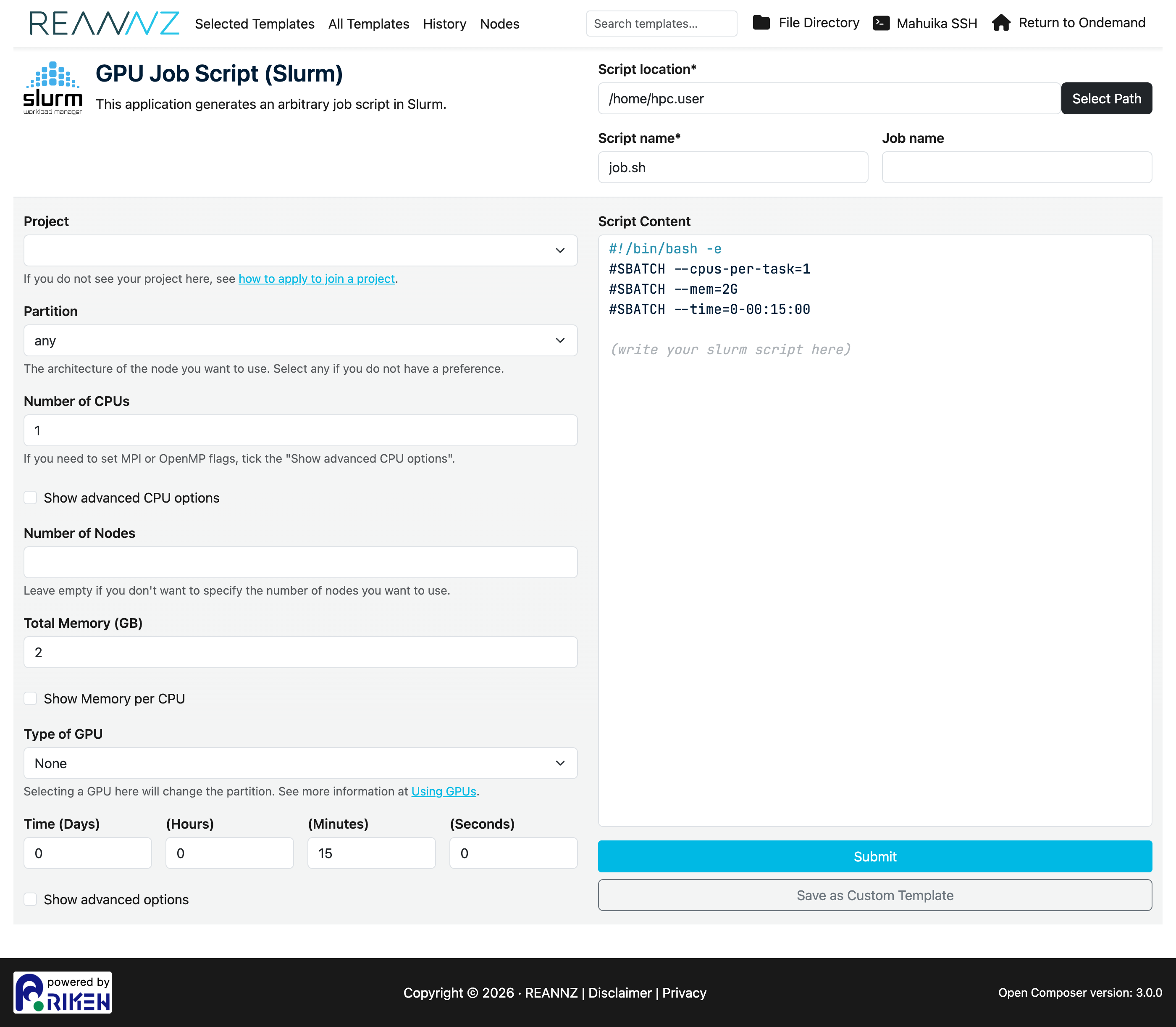 GPU job form